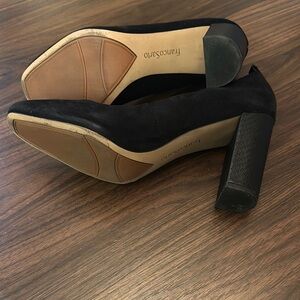 Franco Sarto Ingall Snake Embossed Suede Black Pump